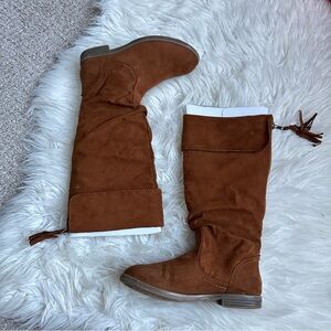 Nina K-I-T Lugg Chestnut Over the Knee Faux Suede Boots Size 2Y